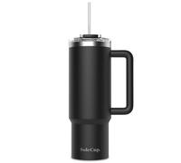 SoleCup. 30oz Travel Mug with Handle, Lid and Two Straws, Drinks Stay Hot for 8 Hours and Cold for 24 Hours - Double Wall Stainless Steel Vacuum Insulated Tumbler (Black, 30oz)