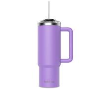 SoleCup. 30oz Travel Mug with Handle, Lid and Two Straws, Drinks Stay Hot for 8 Hours and Cold for 24 Hours - Double Wall Stainless Steel Vacuum Insulated Tumbler (Violet, 30oz)