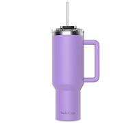 SoleCup. 40oz Travel Mug with Handle, Lid and Two Straws, Drinks Stay Hot for 8 Hours, Cold for 24 Hours, Double Wall Vacuum Insulated Stainless Steel Tumbler… (Violet, 40oz)