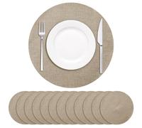 Soleebee 12 Pack Disposable Placemats, Thin Round 13 Inch Linen Table Mates, Charger Doilies Table Placemates for Wedding Birthday Party Dining Table Holiday Home Decoration