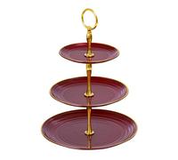 Soleebee 3-Tier Cupcake Stand, Round Plastic Tiered Serving Tray, Cup Cake Tower for Birthday Wedding Party Decoration, Cupcake Tier Stand Fruits Desserts Display (Burgundy Gold)