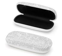Soleebee Bling Hard Shell Eyeglasses Case, Crystal Protective Glasses Case Fits Most Glasses Portable Travel Sunglasses Case, Silver, One size