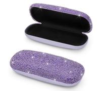 Soleebee Bling Hard Shell Eyeglasses Case, Crystal Protective Glasses Case Fits Most Glasses Portable Travel Sunglasses Case, Purple, One size