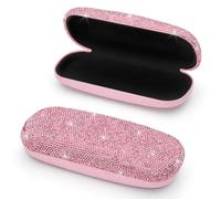 Soleebee Bling Hard Shell Eyeglasses Case, Crystal Protective Glasses Case Fits Most Glasses Portable Travel Sunglasses Case, Pink, One size