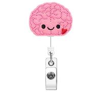 Soleebee Brain Badge Reel, Retractable Nurse Badge Holder With Belt Clip, Cute Felt ID Holder for Doctors, Teachers, Students