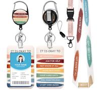 Soleebee ID Badge Holder with Detachable Lanyard, It is Okay Name Tags ID Card Holder, Retractable Keychain, Heavy Duty Badge Reel with Carabiner Clip for Nurse Teacher Student