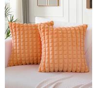 Soleebee Set of 2 Plush Velvet Cushion Covers, Soft Artificial Fur Plaid Texture Cushion Cover, Sofa Decorative Cushion Covers, Decorative Cushion Cover Set for Couch, Bedroom, Home Decor (60 x 60 cm,