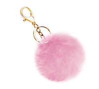 Soleebee Soft Artificial Rabbit Fur Keychain Pompom Fluffy Ball Key Chain Suitcase Backpacks Accessories Charm for Women Girls, Pink, 8cm x 8cm, Pink, 8cm x 8cm