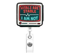 Soleebee Vitals are Stable, I Am Not Badge Reel, Nurse Work Badge Holder with Retractable Clip, ID Badge Clip with 360° Swivel Alligator Clip for Students LPN CNA MA Medical Worker Teacher Doctor