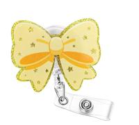 Soleebee Yellow Bow Nurse Badge Reel, Cute Bling Star Retractable Work Badge Holder, ID Badge Clip with 360° Swivel Alligator Clip for Students RN LPN CNA MA Medical Worker Doctor, Nurse Gifts