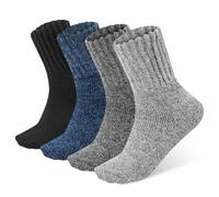 Soleeya 4 Pairs Merino Wool Socks Women Hiking Walking UK 3-6 Cosy Thermal Thick Boot Socks for Women Ladies Winter Work Business Home Bed Gifts (B)