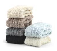 Soleeya 6 Pairs Fluffy Socks Womens Soft Winter Fuzzy Socks UK 3-6, Thick Warm Cosy Bed Socks for Women Sleep Home (Creamy white)