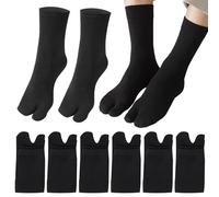 Soleeya 7 Pairs Black Flip Flops Socks for Women Men Elastic Tabi Socks Split Toe Novelty for Sandal Flip-flops UK 3-6