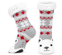 Soleeya Fluffy Slipper Socks Women Men, Non Slip Christmas Slipper Socks | Winter Warm Slipper Socks, Ultra-thick Cozy Cute Fuzzy Socks Animal, Sherpa Fleece, One Size, Gifts for Women Men