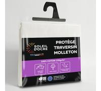 Soleil d'ochre Flannel bolster protector, Cotton, White, 45x140