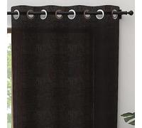Soleil d'ochre Pure Cotton Eyelet Curtain 135 x 250 cm Panama Black