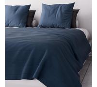 Soleil d'ocre, Adele, Bed Cover, Sofa Throw, Cotton, Blue, 220 x 240 cm