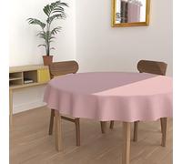 Soleil d'ocre Alix Stain-Resistant Round Tablecloth 180 cm Pink, Polyester, 180x180 cm