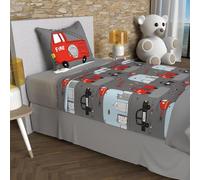 Soleil d'ocre, Bedding Set 180 x 290 cm Fire Brigade Grey 100% Cotton 57 Threads/cm²