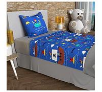 Soleil d'ocre, Bedding Set 180 x 290 cm Pirates Blue 100% Cotton 57 Threads/cm²