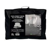 Soleil d'ocre, Boheme 7-Piece Duvet and Bedding Set for Bed 140 x 190 cm Grey