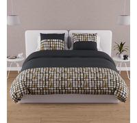 Soleil d'ocre Duvet Cover + 2 Pillowcases, Cotton, Gray, 220 x 240 cm