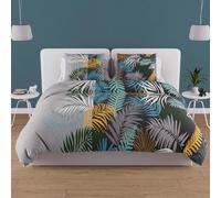 Soleil d'ocre Duvet Cover and 2 Pillowcases, Cotton, Blue, 220 x 240 cm