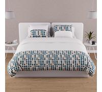 Soleil d'ocre Duvet Cover and 2 Pillowcases, Cotton, Blue, 220 x 240 cm