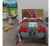 Soleil d'ocre, Duvet Cover Set 140 x 200 cm Fire Brigade Grey, 100% Cotton, 57 Threads/cm2