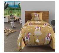 Soleil d'ocre, Duvet Cover Set 140 x 200 cm Unicorns Pink, 100% Cotton, 57 Threads/cm2