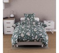 Soleil d'ocre, Manon Cotton Duvet Cover Set 57 Thread Count 140 x 200 cm Green