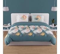 Soleil d'ocre, Mathis Blue Cotton Duvet Cover Set, 57 Thread Count, 260 x 240 cm