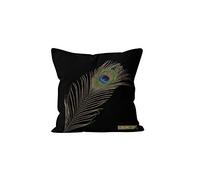 Soleil d'ocre Peacock Cover, Cushion, Cotton, Black, 40 x 40 cm