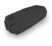 Soleil d'ocre Percale Fitted Sheet, Cotton, Anthracite, 90 x 190 cm