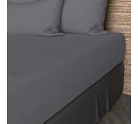 Soleil d'ocre, Plain Cotton Fitted Sheet, 57 Thread Count, 200 x 200 cm, Grey