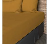 Soleil d'ocre, Plain Mustard Cotton Fitted Sheet, 57 Thread Count, 180 x 200 cm