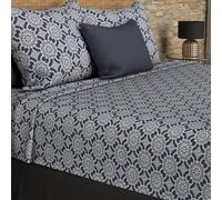 Soleil d'ocre Set of sheets cotton 57 son 260 x 300 cm Esmeralda navy