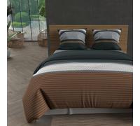 Soleil d'ocre, Thales Cotton Duvet Cover Set, 57 Thread Count, 240 x 220 cm, Brick