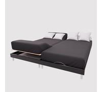 Soleil d'ocre, TPR Fitted Sheet 57 Thread Count Cotton 2 x 80 x 200 cm Plain Black