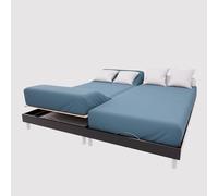 Soleil d'ocre, TPR Fitted Sheet 57 Thread Count Cotton 2 x 80 x 200 cm Plain Duck Egg Blue