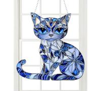 Soleil Pour, Attractive Sole Pour Pour Voiture - Décoration Attrape-Soleil de 8 pouces Avec Chats Bleus et Blancs en Acrylique 2D | Mémorial d'artisanat de Noël Pour, décorations