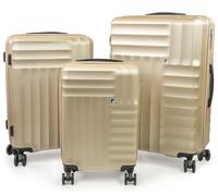 Soleil Wheeled Hard Sided Suitcase Set with TSA Approved Luggage Locks Pierre Cardin Metallic Gold 3 Pack