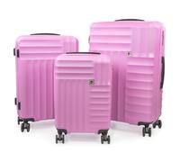 Soleil Wheeled Hard Sided Suitcase Set with TSA Approved Luggage Locks Pierre Cardin Pale Pink 3 Pack