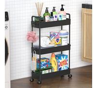 SOLEJAZZ 3-Tier Storage Trolley Cart Slide-out Slim Rolling Utility