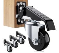 SOLEJAZZ Retractable Heavy Duty Workbench Casters - All Steel Construction, Urethane Wheels, 4 Casters, 330KG Load Capacity