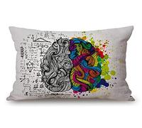 Solekla Brain Science Pillow Covers 12" x 20" Lumbar Pillow Covers Home Decorative Cotton Linen Cushion Case for Sofa Couch Housewarming Family Room Décor