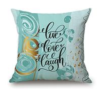 Solekla Live Love Laugh Positive Inspirational Abstract Inspirational Sentence Throw Pillow Case Sofa Cushion Cover Cotton Linen Home Decor