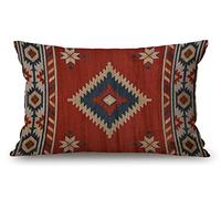Solekla Southwest American Pattern Waist Lumbar Cotton Linen Throw Pillow case Cushion Cover for Sofa Home Decorative Oblong 12x20 Inches