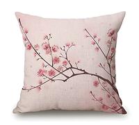 Solekla Spring Pillow Decorative Throw Pillow Cover 18x18 Inch, Pink Chinese Cherry Blossom Flower Japan Plum Branch Double Sided Square Pillow Cases Pillowcase Sofa Cushion