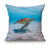 Solekla Throw Pillow Case Sea Turtles Cotton Linen Square Cushion Cover Standard Pillowcase for Men Women Kids Home Decorative Sofa Armchair Bedroom Livingroom 18 x 18 inch